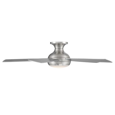 Wac 5-Blade Smart Flush Mount Ceiling Fan 52" Brushed Nickel w/3000K LED Light Kit and Remote Control F-035